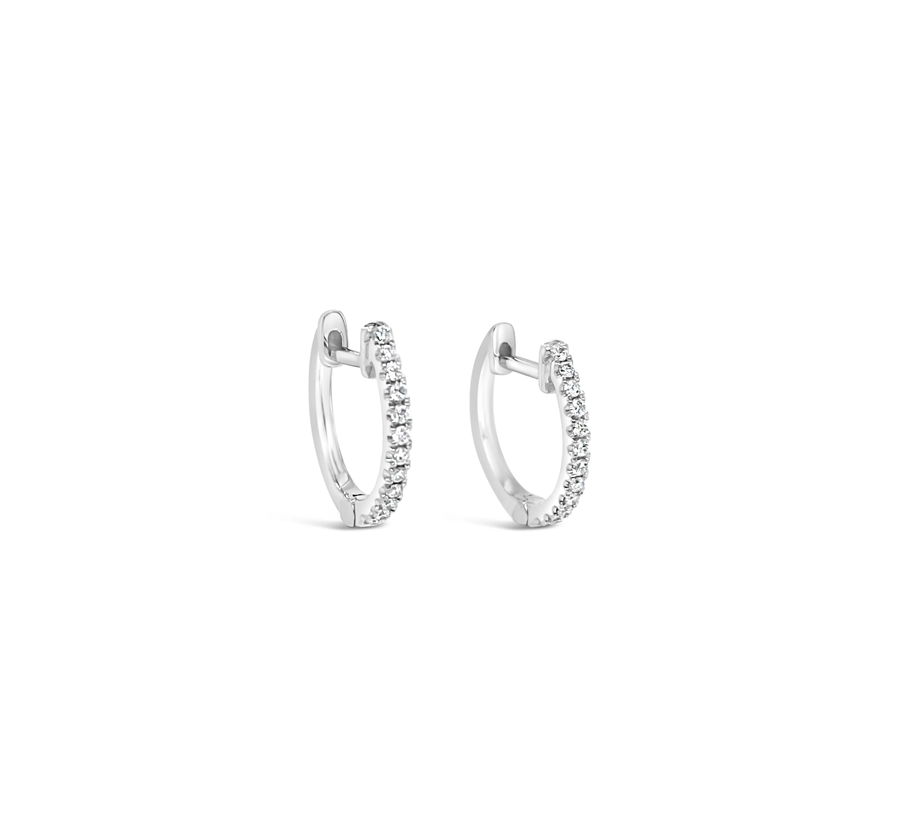 14k Diamond Mini Huggie Hoops - Image 4