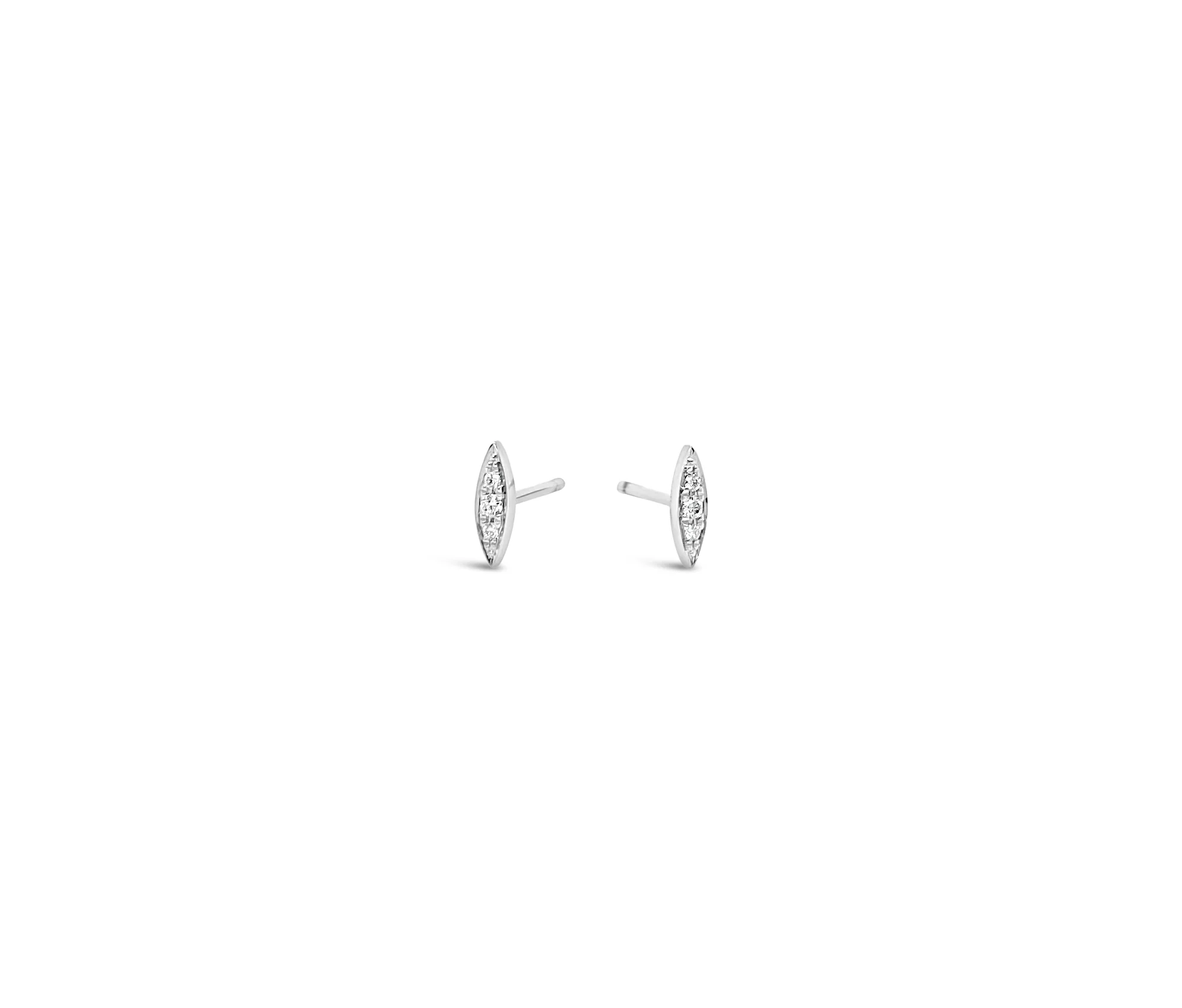 14k Gold Diamond Rice Post Earrings - Image 3
