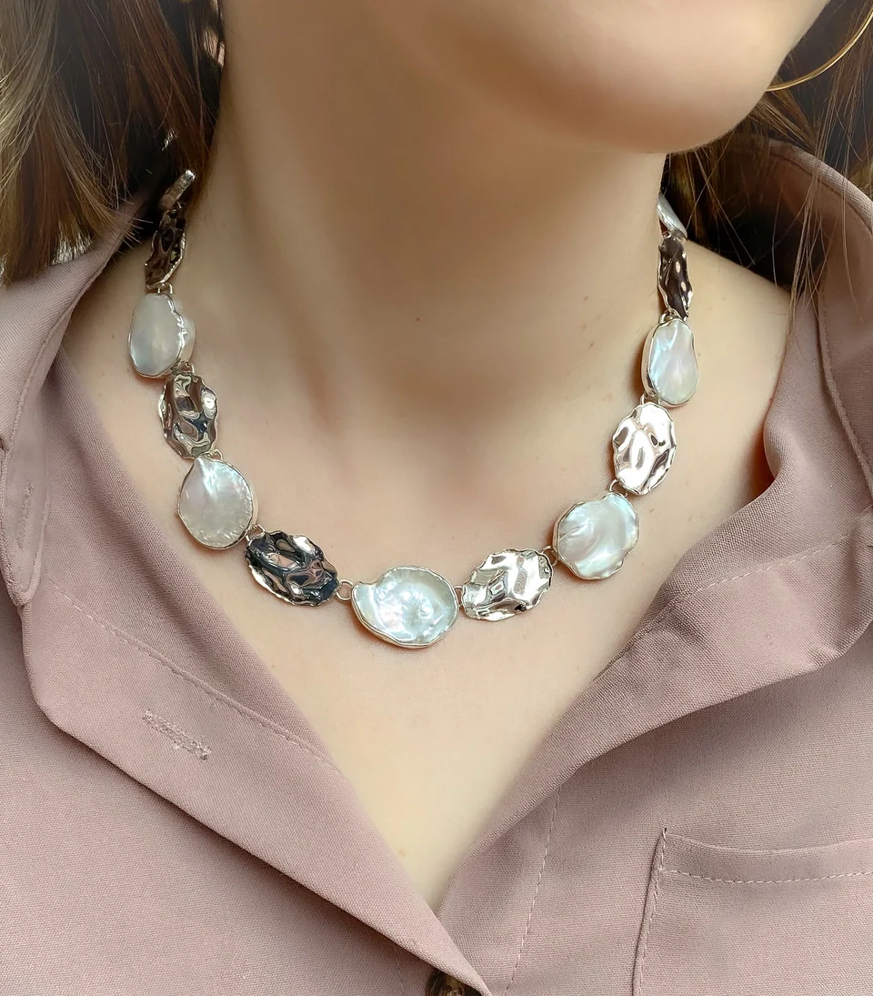 Crinkle Keshi Pearl Necklace - Image 3