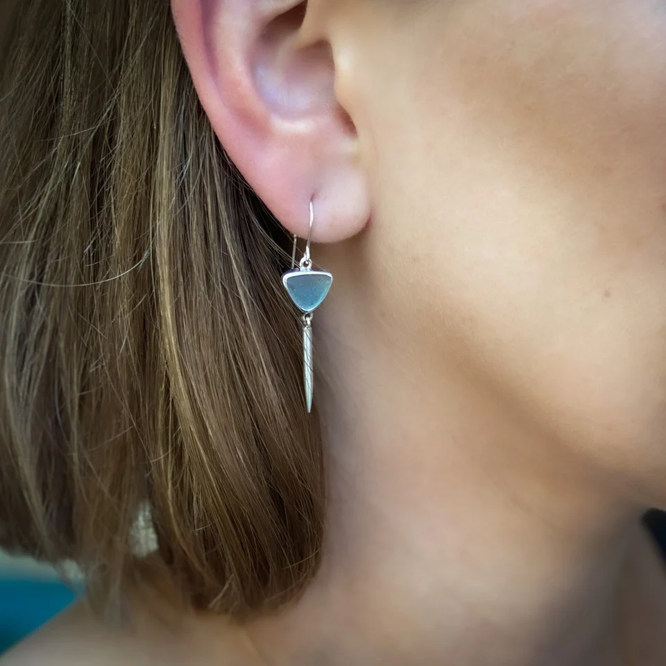 Maine Seaglass Icicle Dangle Earrings - Image 5
