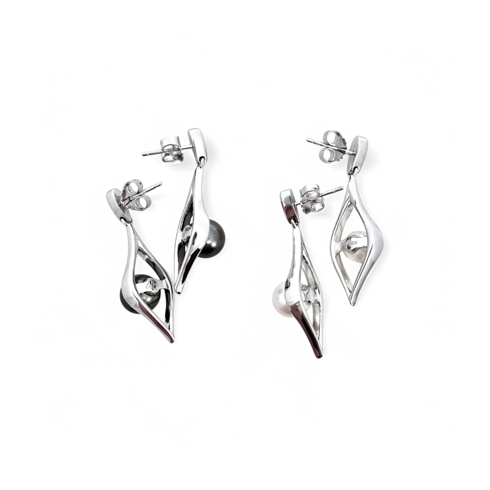 Marquise Drop Pearl Earrings - Image 3