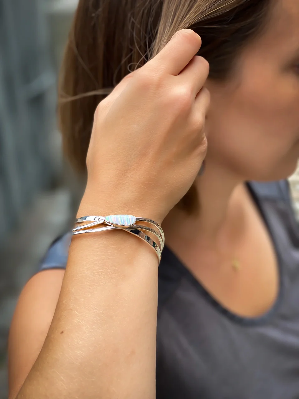 Opal Weave Cuff Bracelet - Image 6